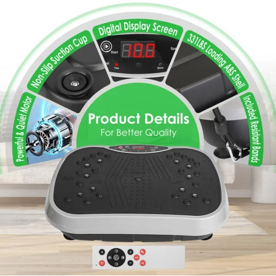 High Frequency Vibration Plate Exercise Machine With Resistant Bands & Remote Control Weight Loss & Fat Burning