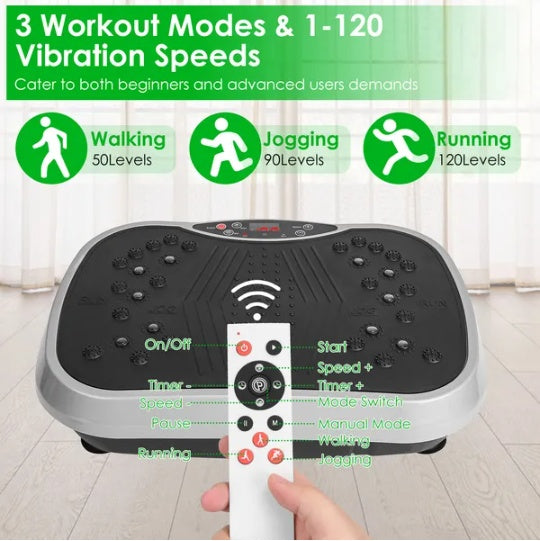 High Frequency Vibration Plate Exercise Machine With Resistant Bands & Remote Control Weight Loss & Fat Burning