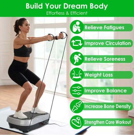 High Frequency Vibration Plate Exercise Machine With Resistant Bands & Remote Control Weight Loss & Fat Burning