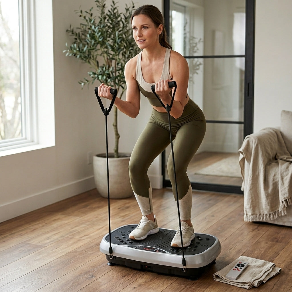 High Frequency Vibration Plate Exercise Machine With Resistant Bands & Remote Control Weight Loss & Fat Burning